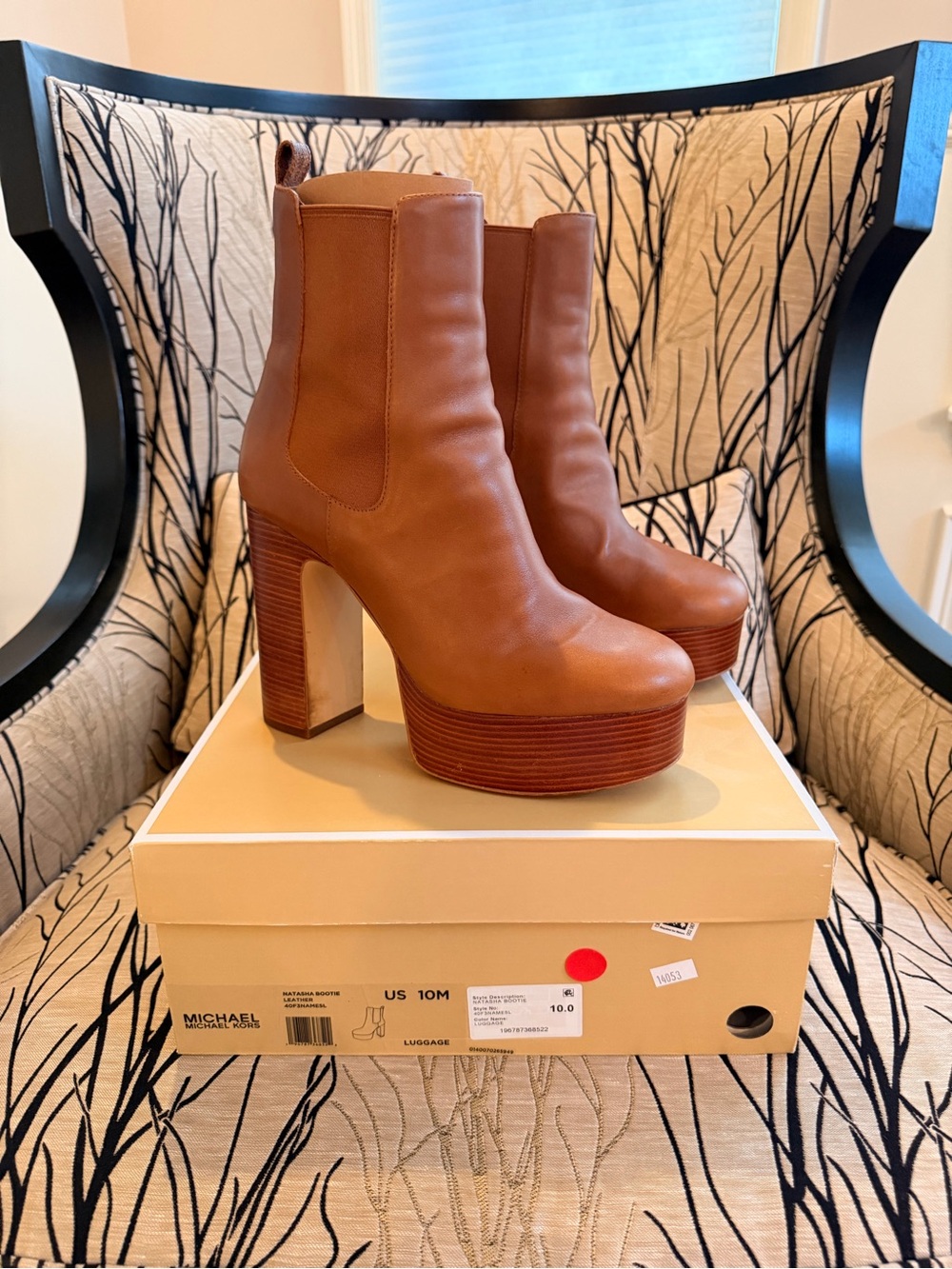 MICHAEL Michael Kors Luggage Leather Platform Ankle Boots